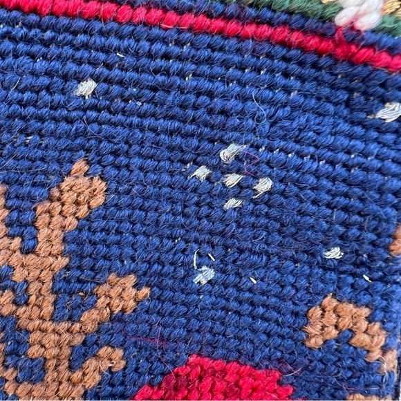 Handcrafted Needlepoint Christmas Stockings Santa Dog Angel Peace Blue Red 11x18 - Picture 14 of 15